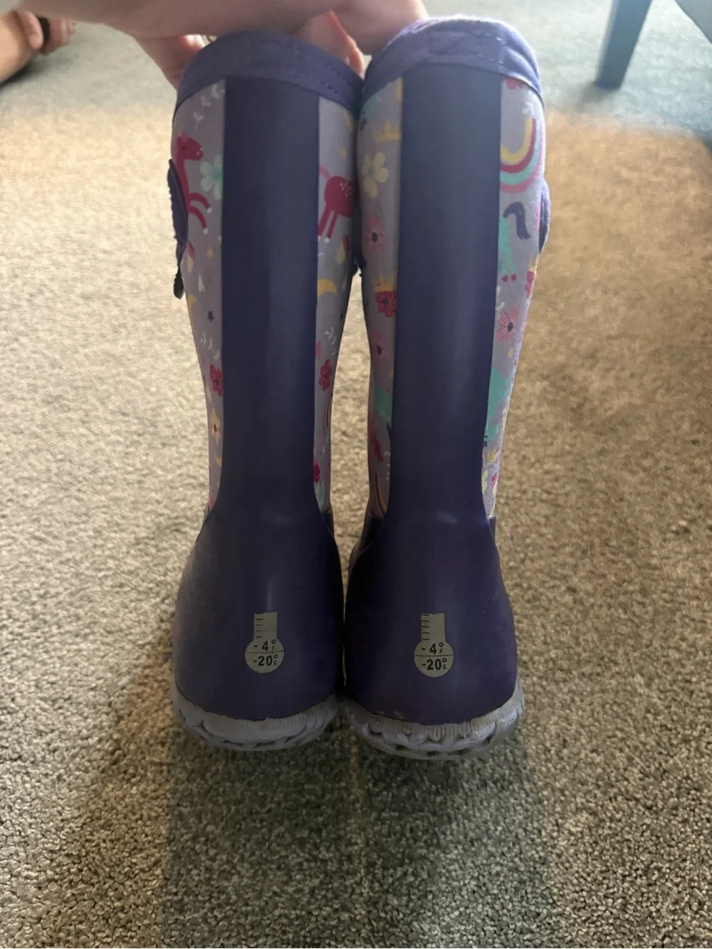 BOGS Purple Unicorn Rain Boots Sz 13